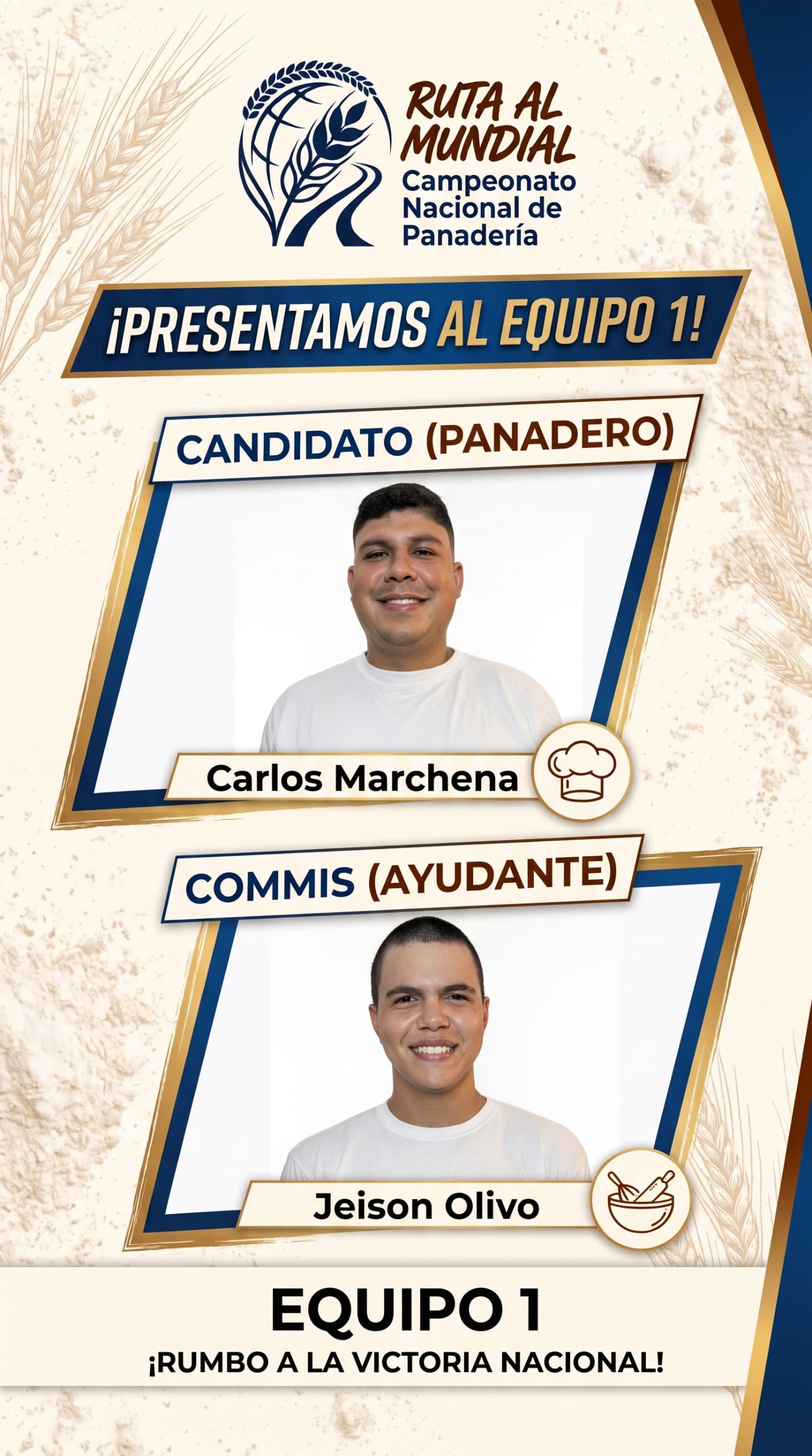 Equipo 1 - Carlos Marchena (candidato) y Jeison Olivo (commis)